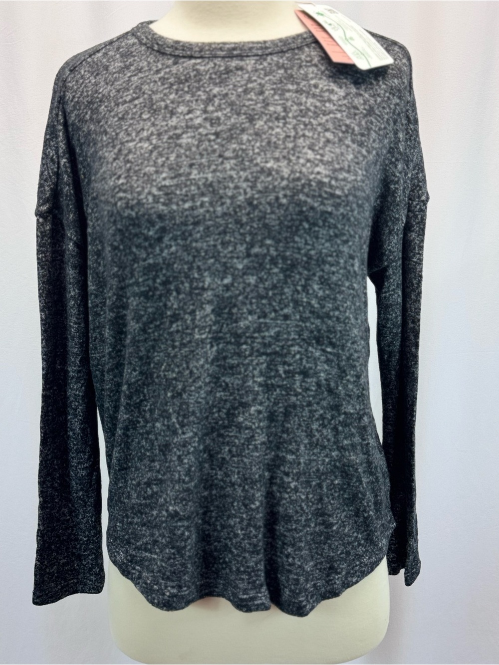 Quince Women's Long Sleeve Heathered Gray Crewneck Top XS Cozy Flowknit Breeze